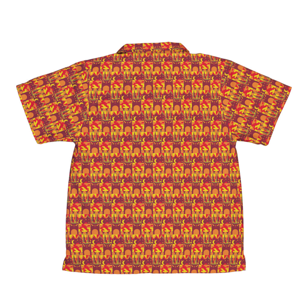 Geometric Bonfire Youth Hawaiian Shirt Back