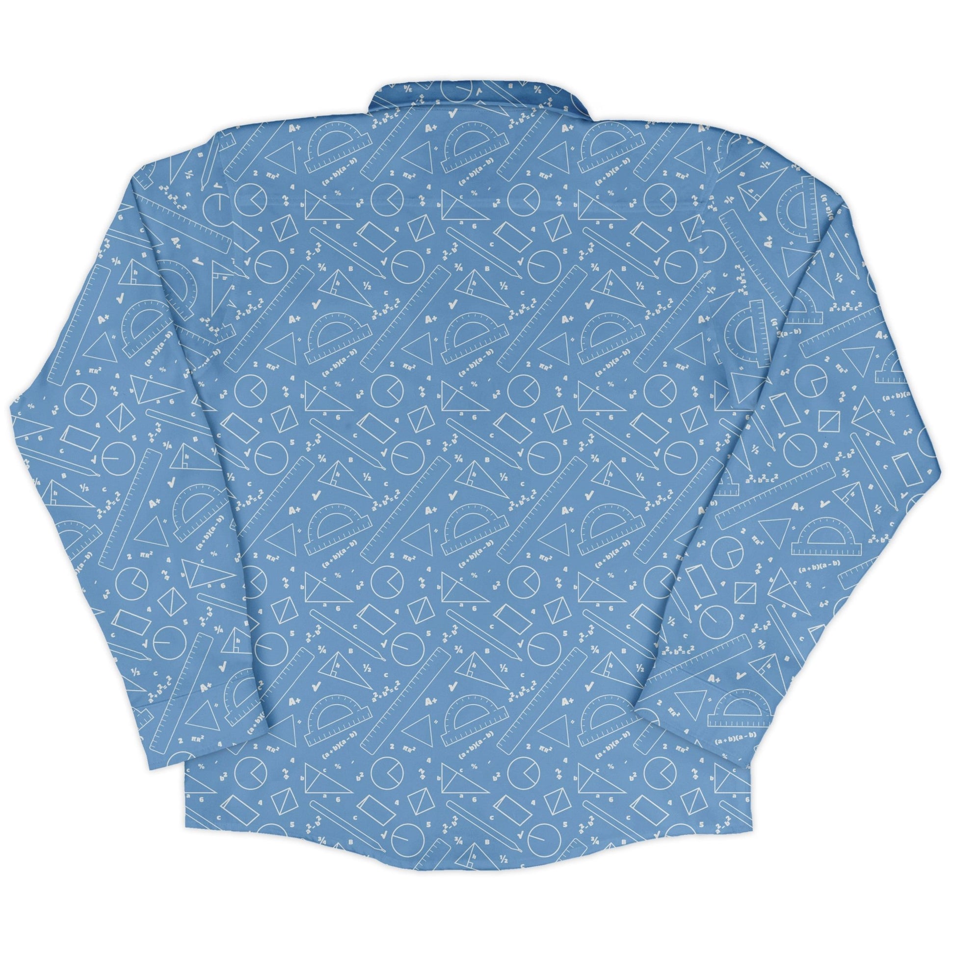 Geometry Blue Math Long Sleeve Button Up Shirt Geek Nerd adult sizing FLOW DESC WRITING mathematics print