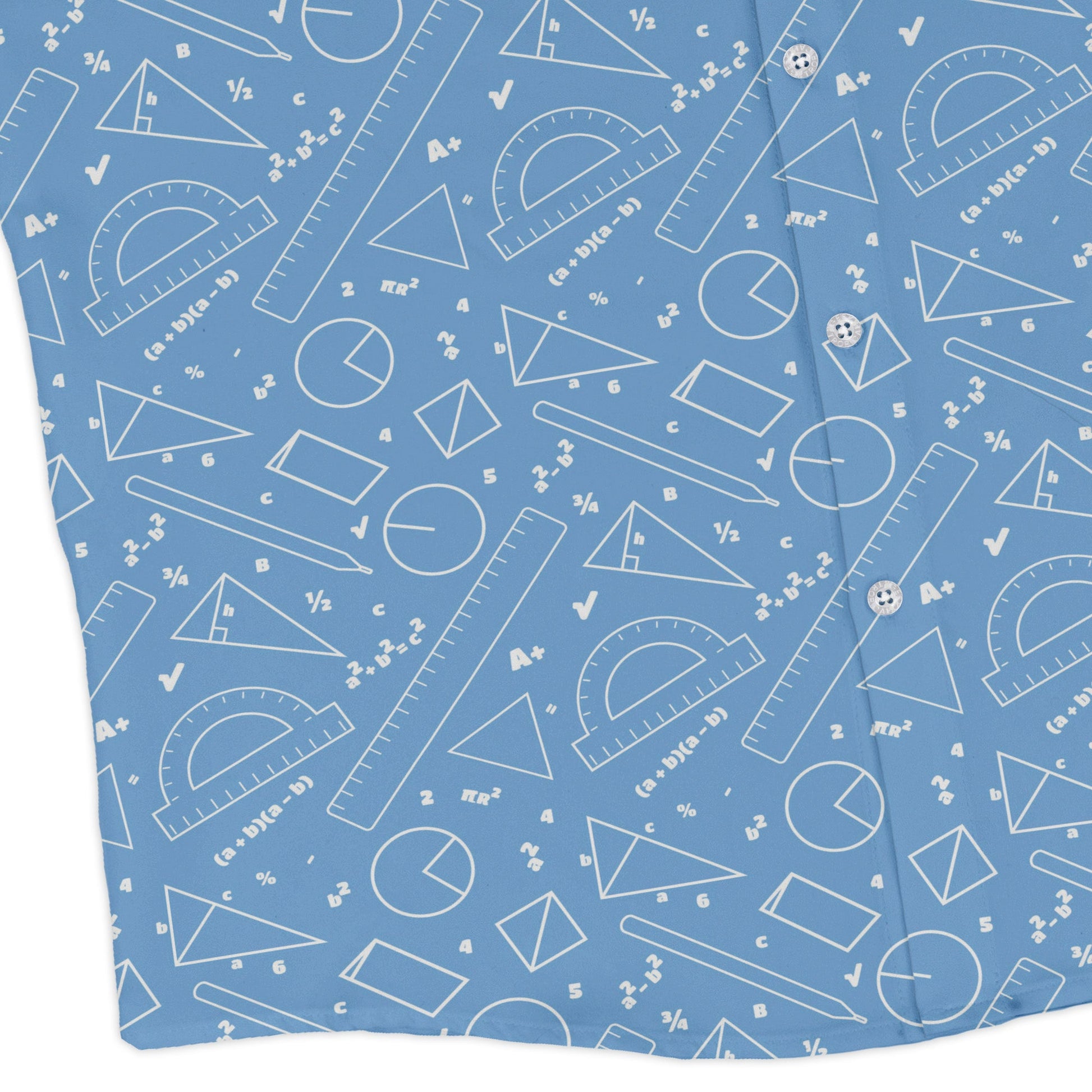 Geometry Blue Math Long Sleeve Button Up Shirt Geek Nerd adult sizing FLOW DESC WRITING mathematics print