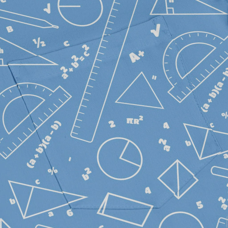 Geometry Blue Math Long Sleeve Button Up Shirt Geek Nerd adult sizing FLOW DESC WRITING mathematics print