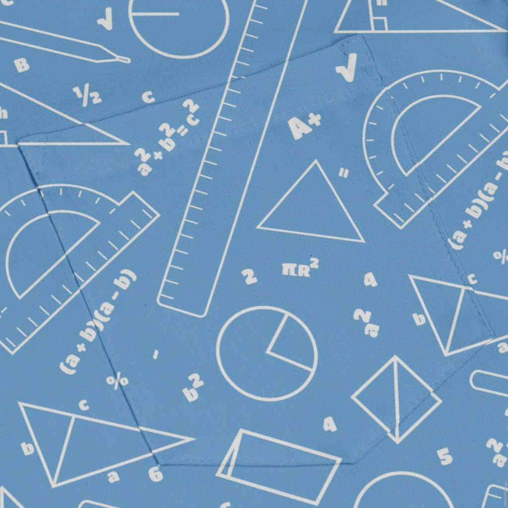 Geometry Blue Math Long Sleeve Button Up Shirt Geek Nerd adult sizing FLOW DESC WRITING mathematics print