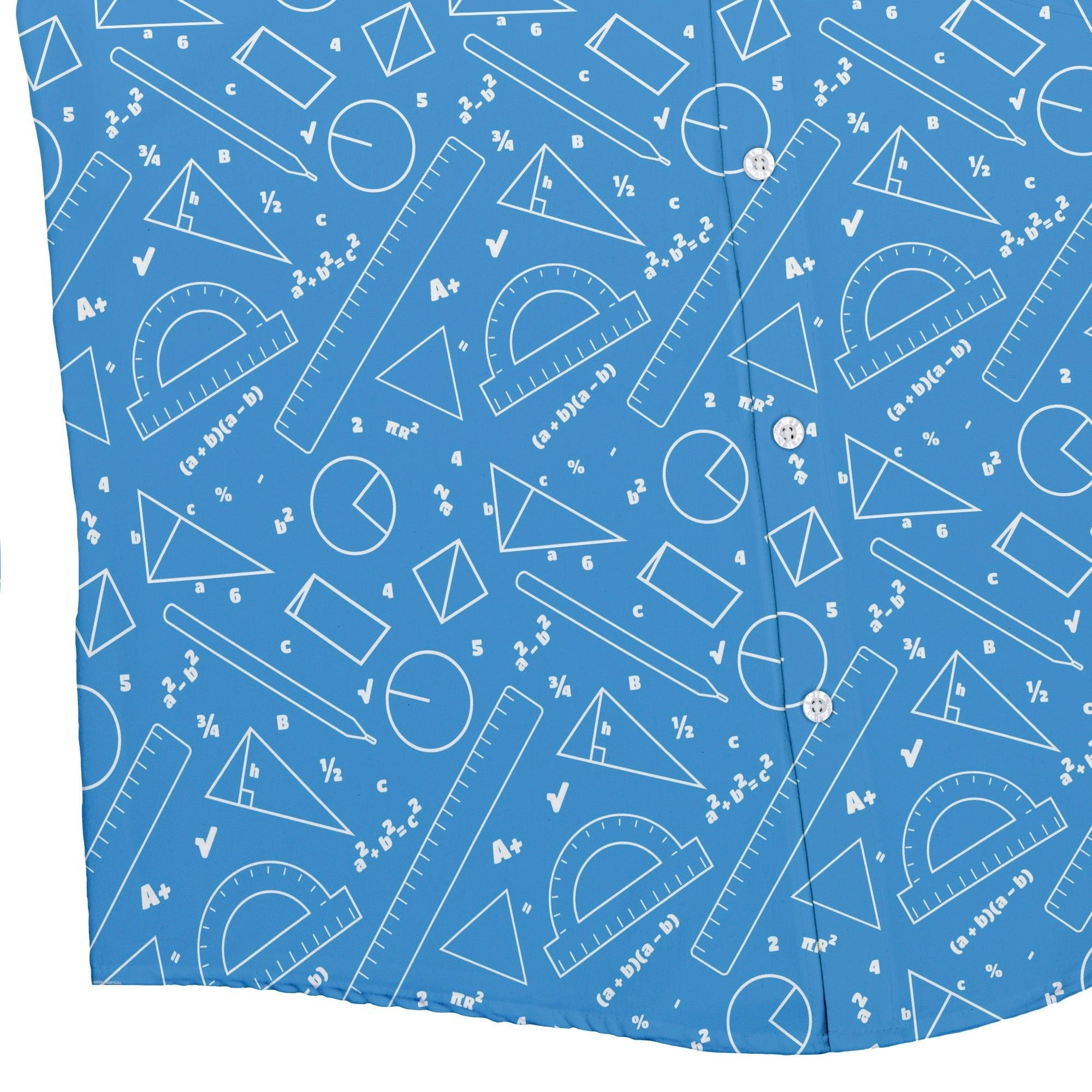 Geometry Blue Math Button Up Shirt - adult sizing - mathematics print -