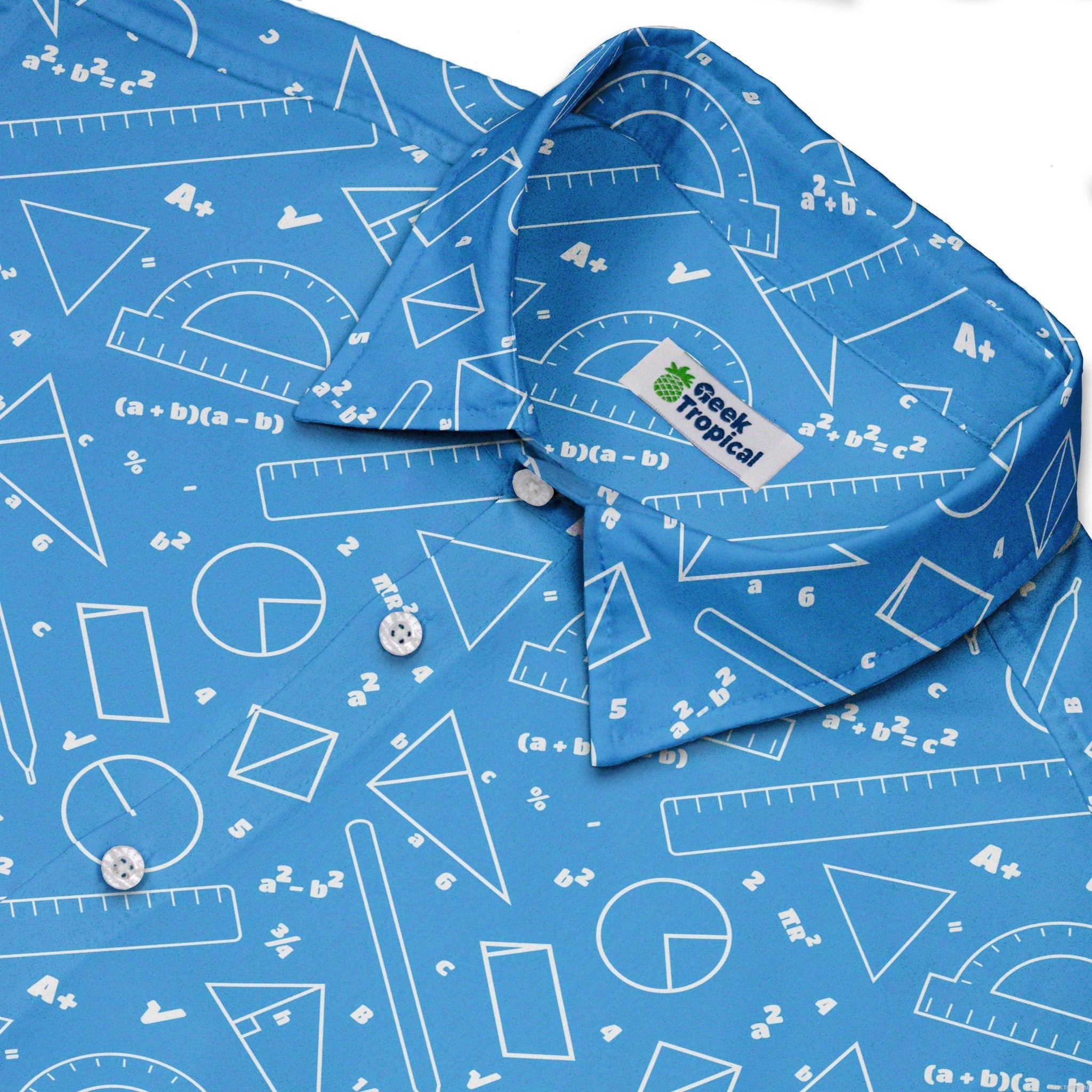 Geometry Blue Math Button Up Shirt - adult sizing - mathematics print -