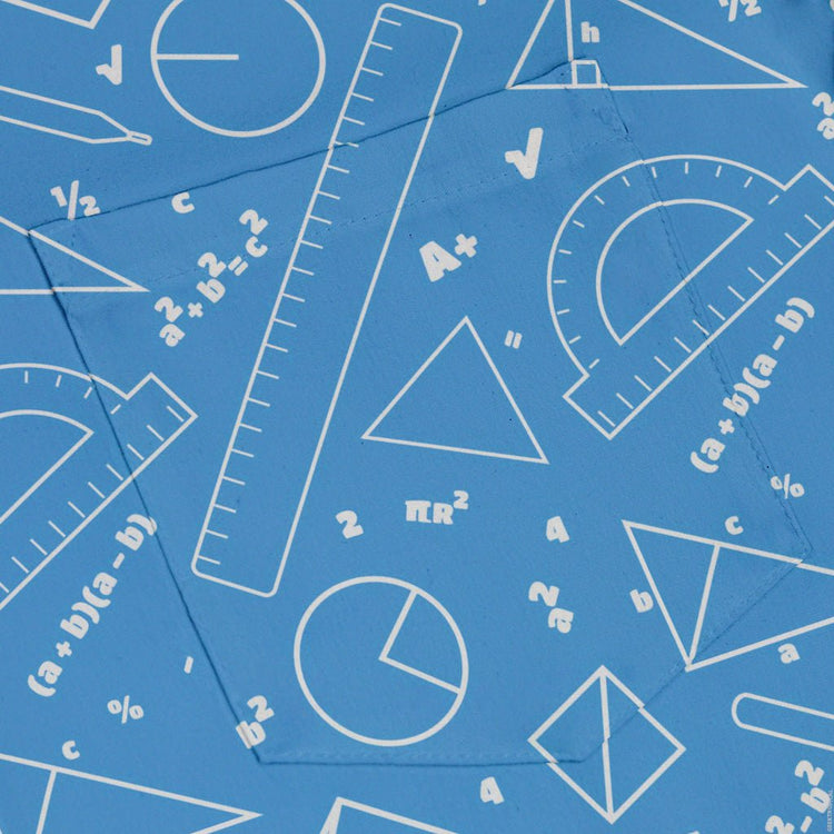 Geometry Blue Math Button Up Shirt - adult sizing - mathematics print -