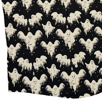 Ghost Castle Button Up Shirt Geek Nerd adult sizing halloween q4