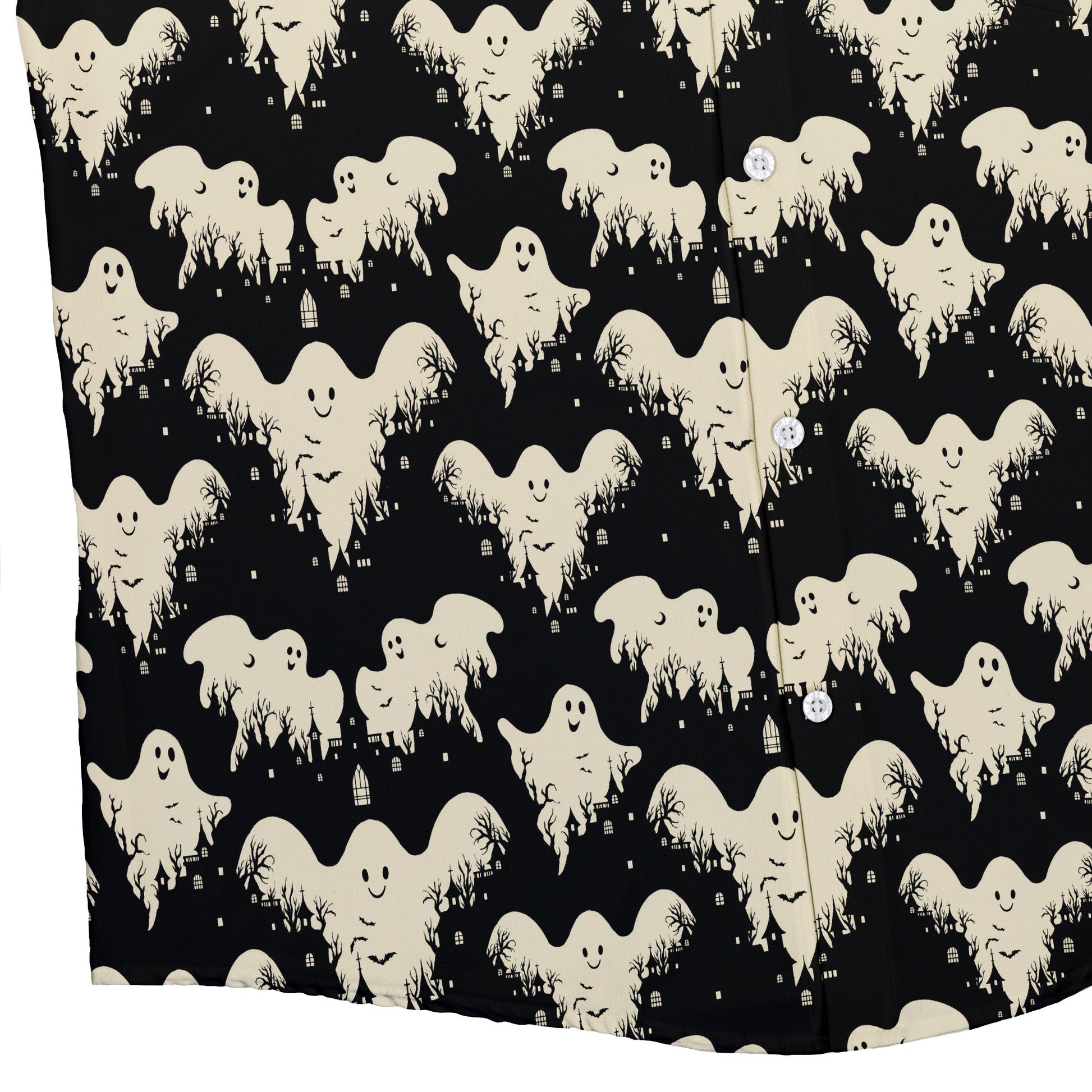 Ghost Castle Button Up Shirt Geek Nerd adult sizing halloween q4