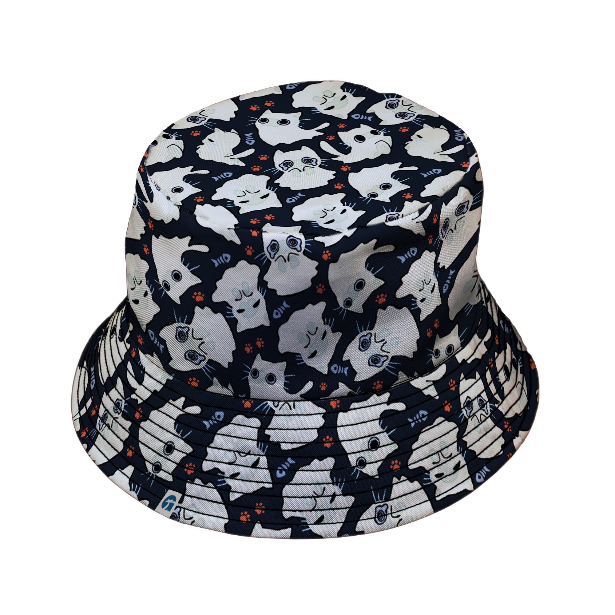 Ghost Cats Bucket Hat Geek Nerd 0925 Animal Patterns Design by Ardi Tong