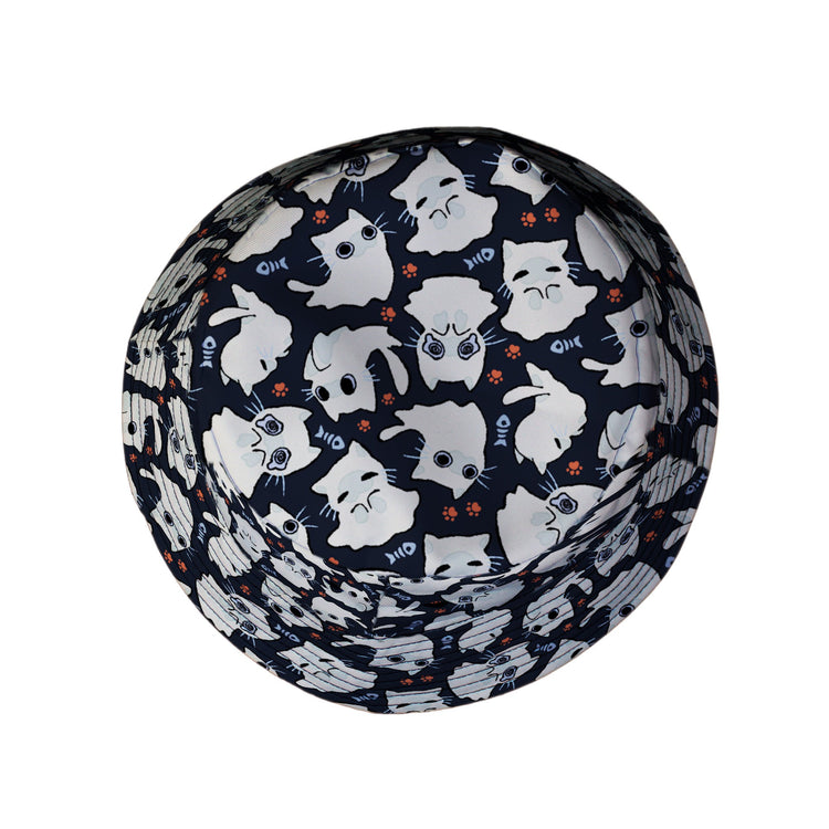 Ghost Cats Bucket Hat Geek Nerd 0925 Animal Patterns Design by Ardi Tong