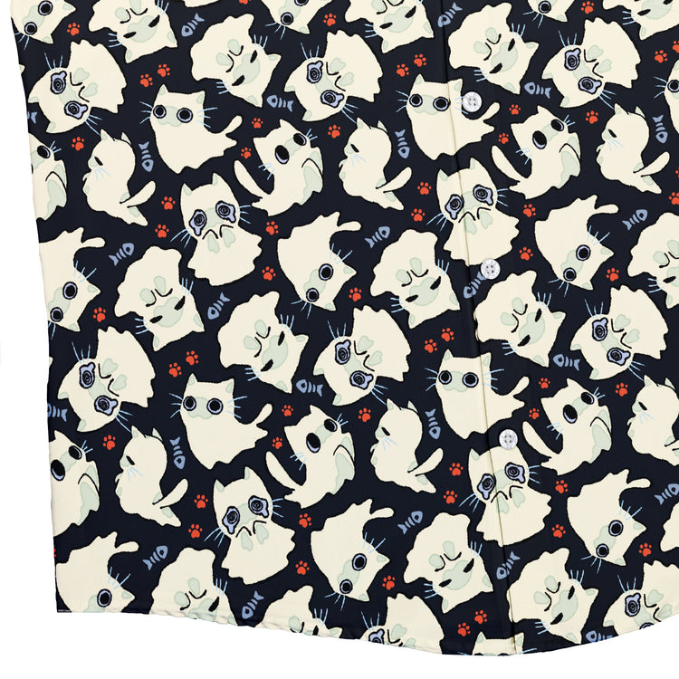 Ghost Cats Button Up Shirt Geek Nerd 0925 adult sizing All Adult Button Up Shirts