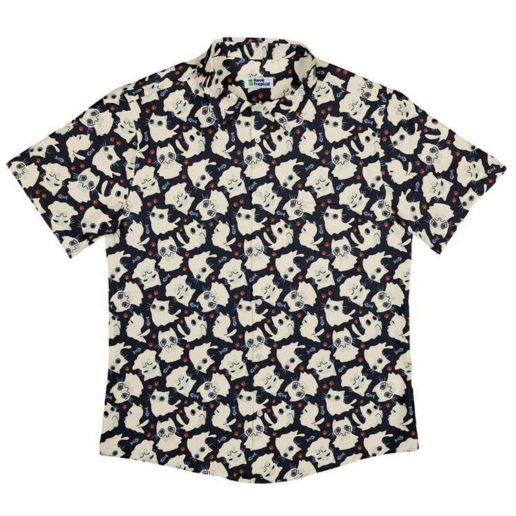 Ghost Cats Button Up Shirt Geek Nerd 0925 adult sizing All Adult Button Up Shirts