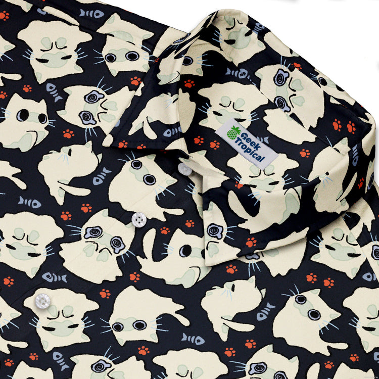 Ghost Cats Button Up Shirt Geek Nerd 0925 adult sizing All Adult Button Up Shirts