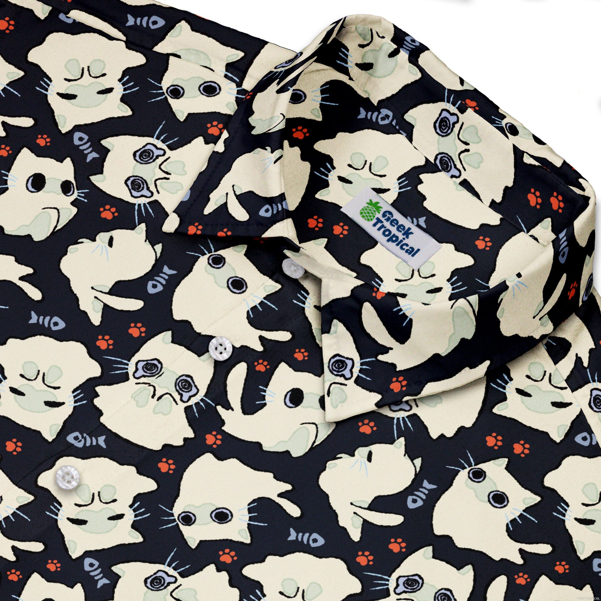 Ghost Cats Button Up Shirt Geek Nerd 0925 adult sizing All Adult Button Up Shirts