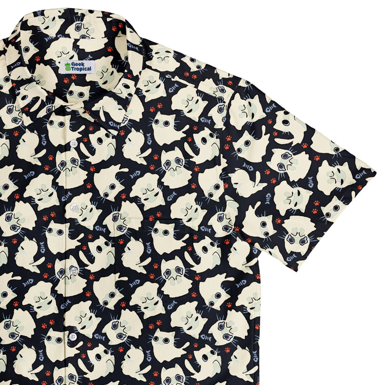 Ghost Cats Button Up Shirt Geek Nerd 0925 adult sizing All Adult Button Up Shirts