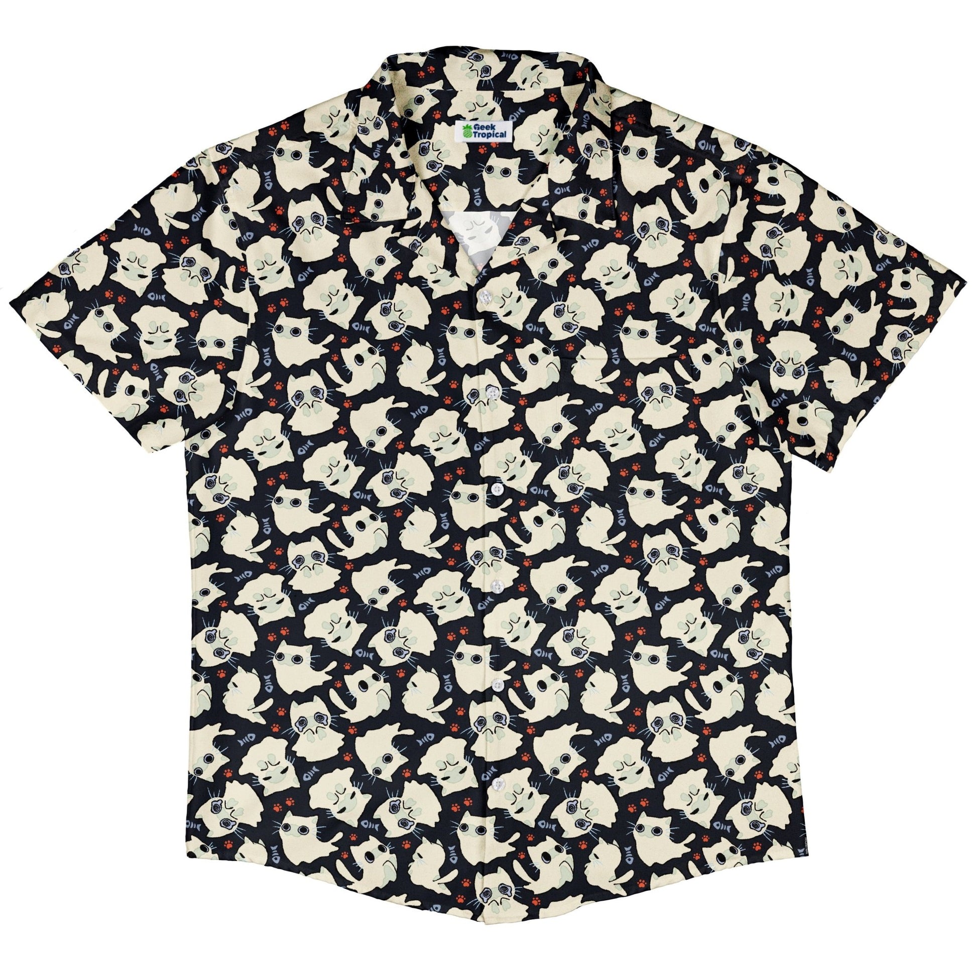 Ghost Cats Button Up Shirt Geek Nerd 0925 adult sizing All Adult Button Up Shirts