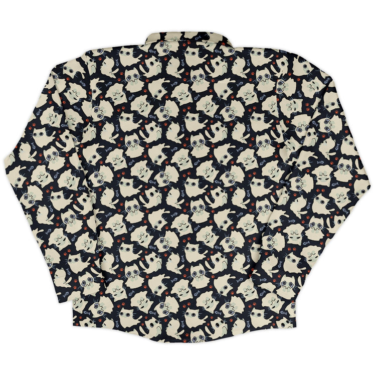 Ghost Cats Long Sleeve Button Up Shirt Geek Nerd 0925 adult sizing All Adult Button Up Shirts