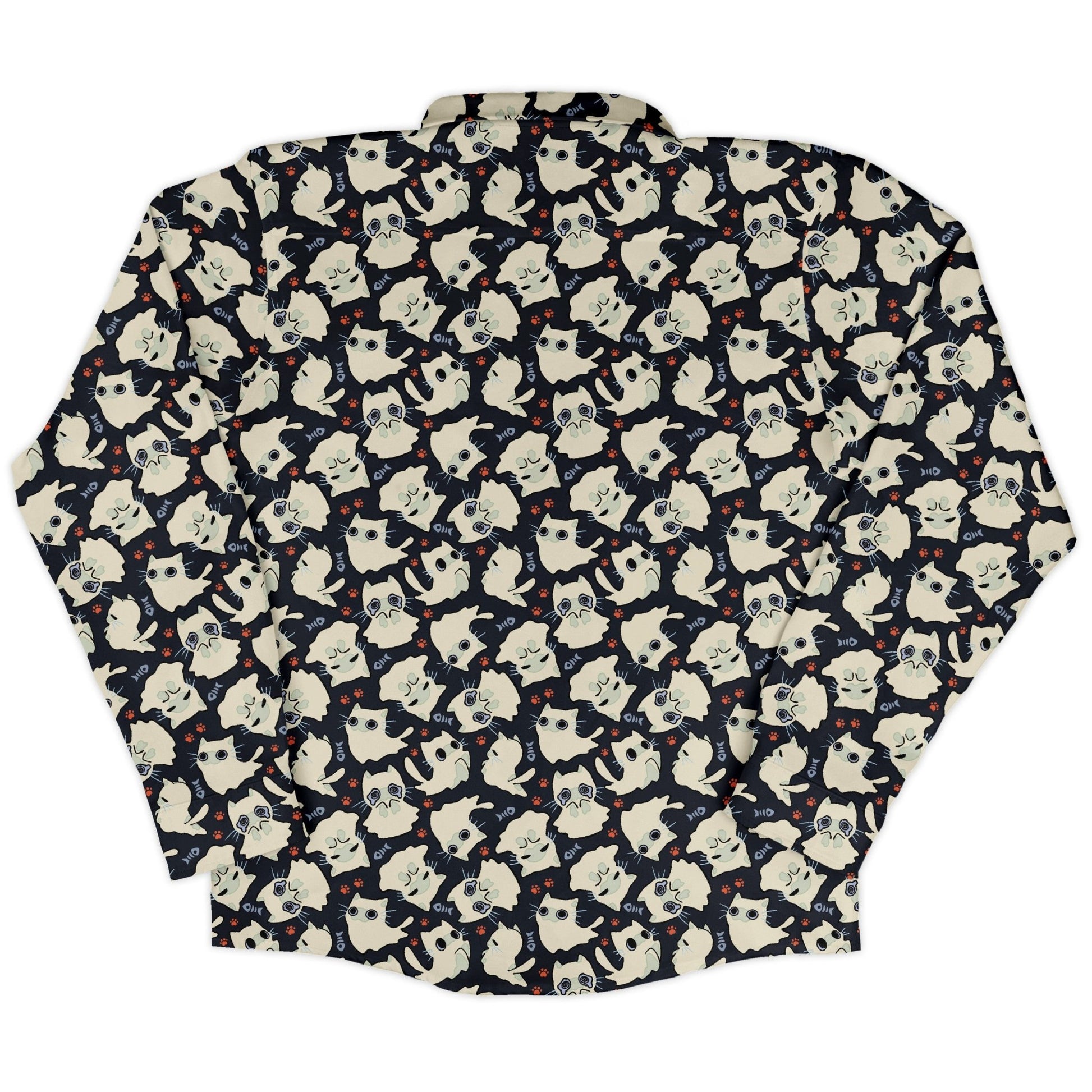 Ghost Cats Long Sleeve Button Up Shirt Geek Nerd 0925 adult sizing All Adult Button Up Shirts