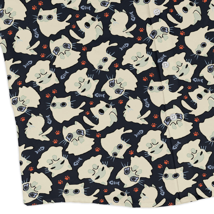 Ghost Cats Long Sleeve Button Up Shirt Geek Nerd 0925 adult sizing All Adult Button Up Shirts