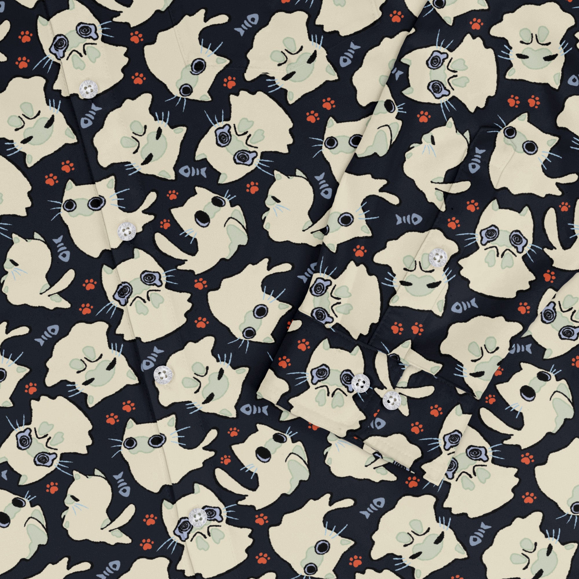 Ghost Cats Long Sleeve Button Up Shirt Geek Nerd 0925 adult sizing All Adult Button Up Shirts