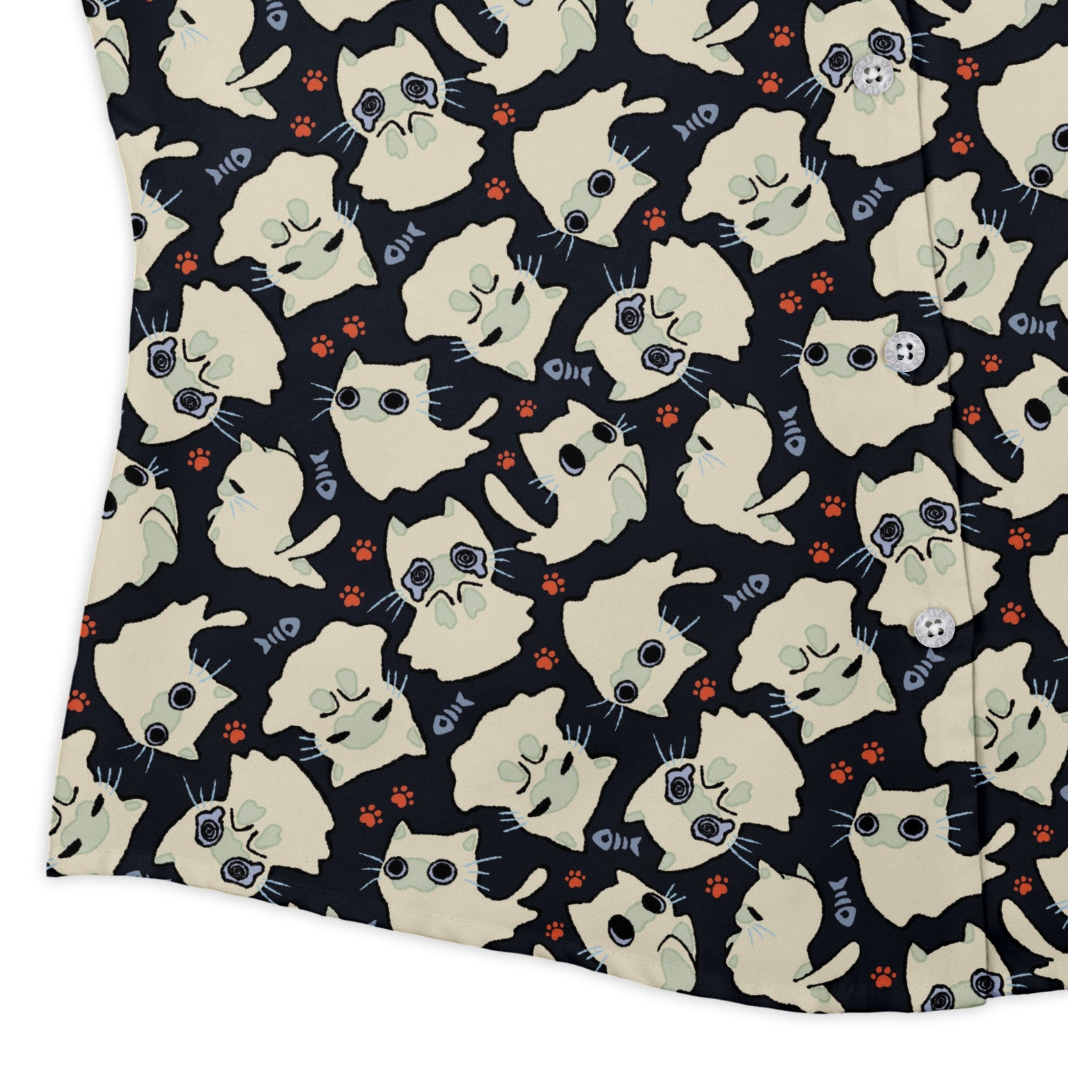 Ghost Cats Curvy Button Up Shirt Geek Nerd 0925 All Adult Button Up Shirts Animal Patterns