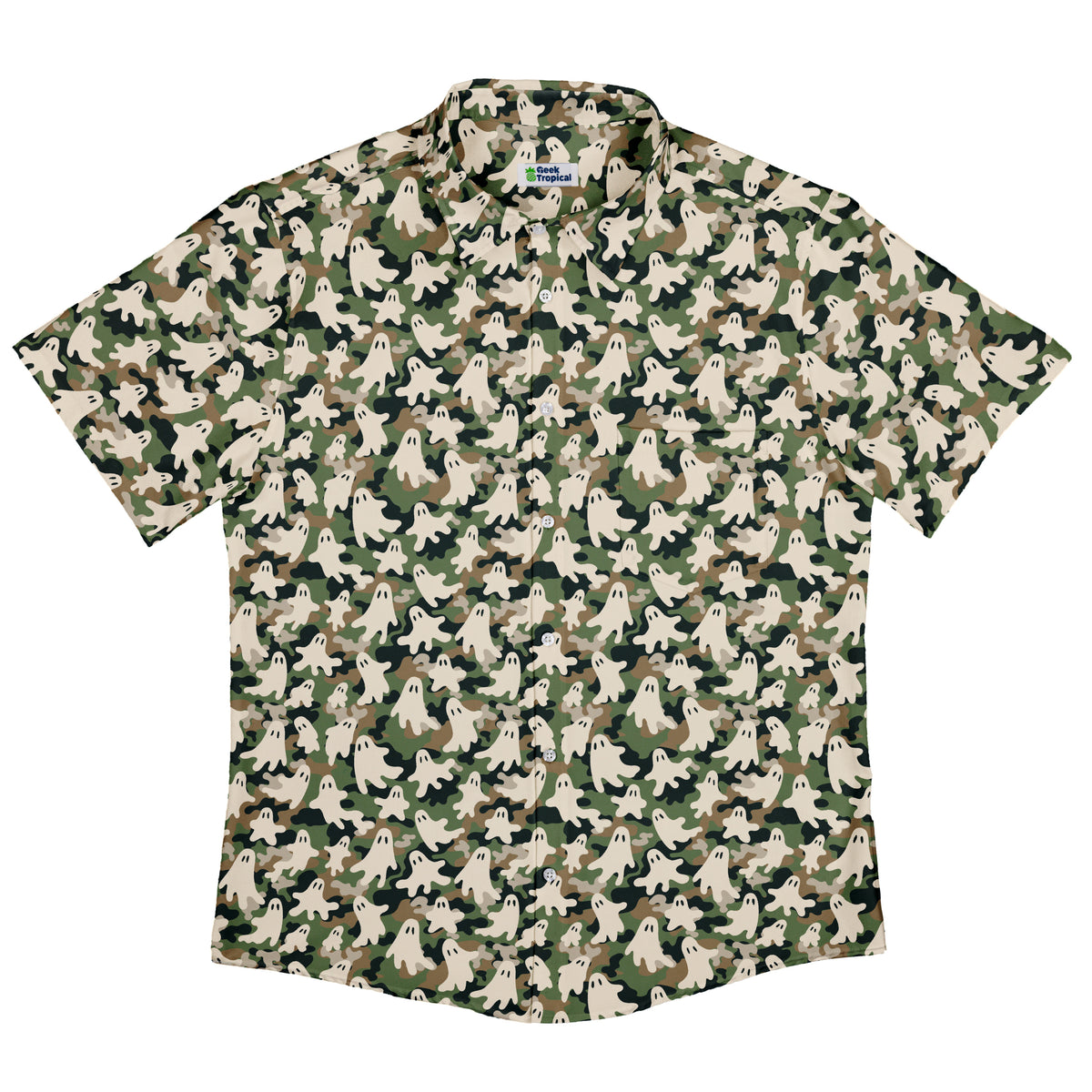 Ghost US Army You Cant See Me Button Up Shirt Flat Front