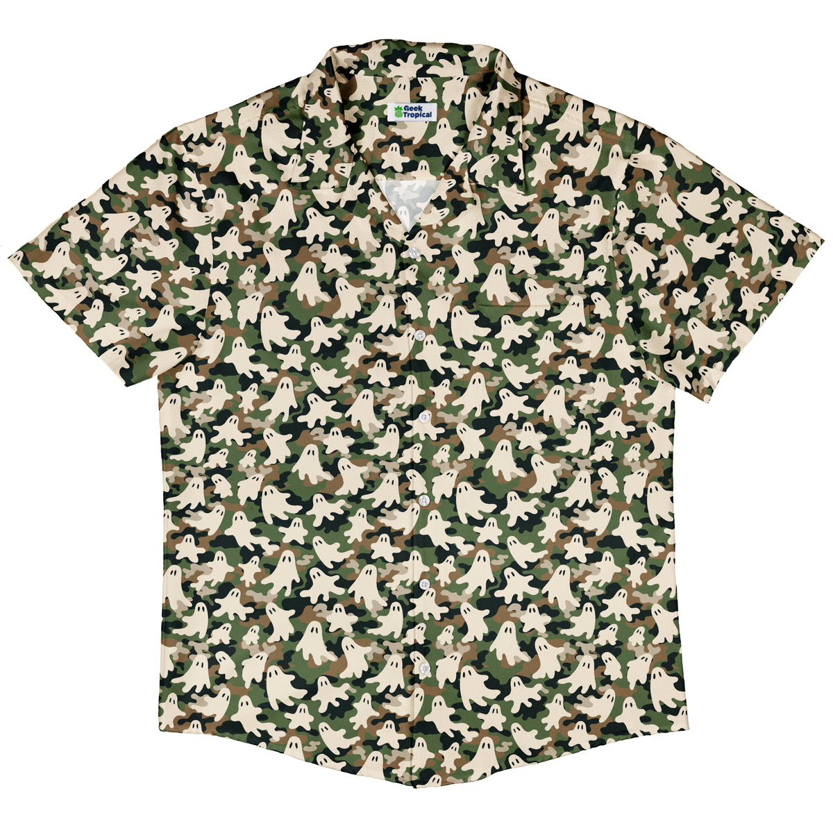 Ghost US Army You Cant See Me Button Up Shirt Hawaiian Front