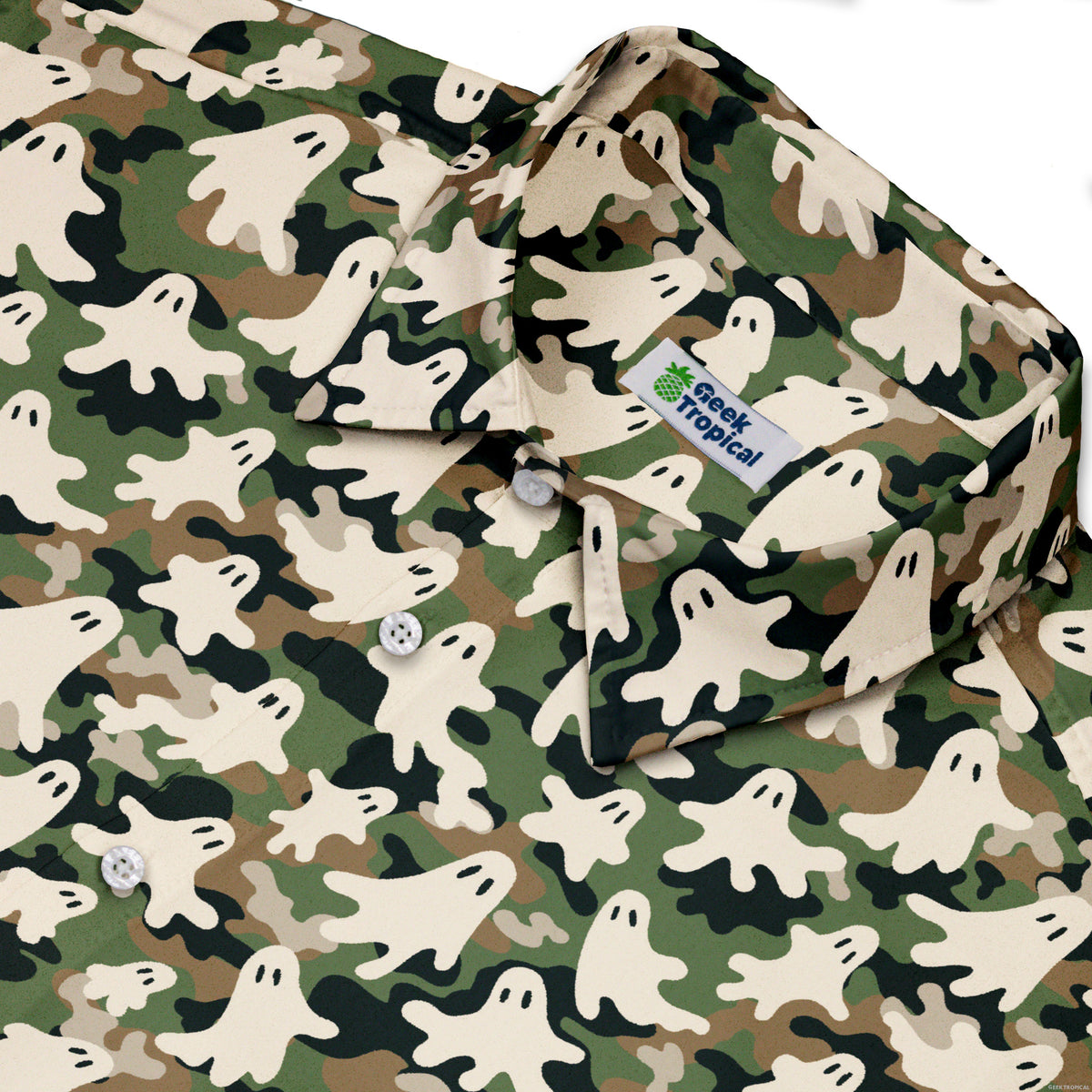Ghost US Army You Cant See Me Button Up Shirt Neck