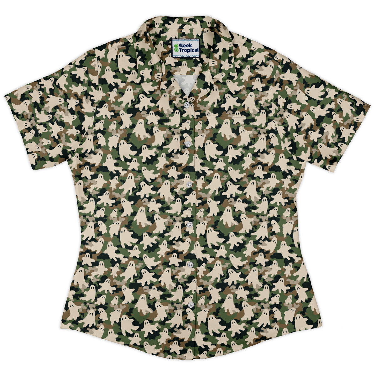 Ghost US Army You Cant See Me Curvy Button Up Shirt womens front
