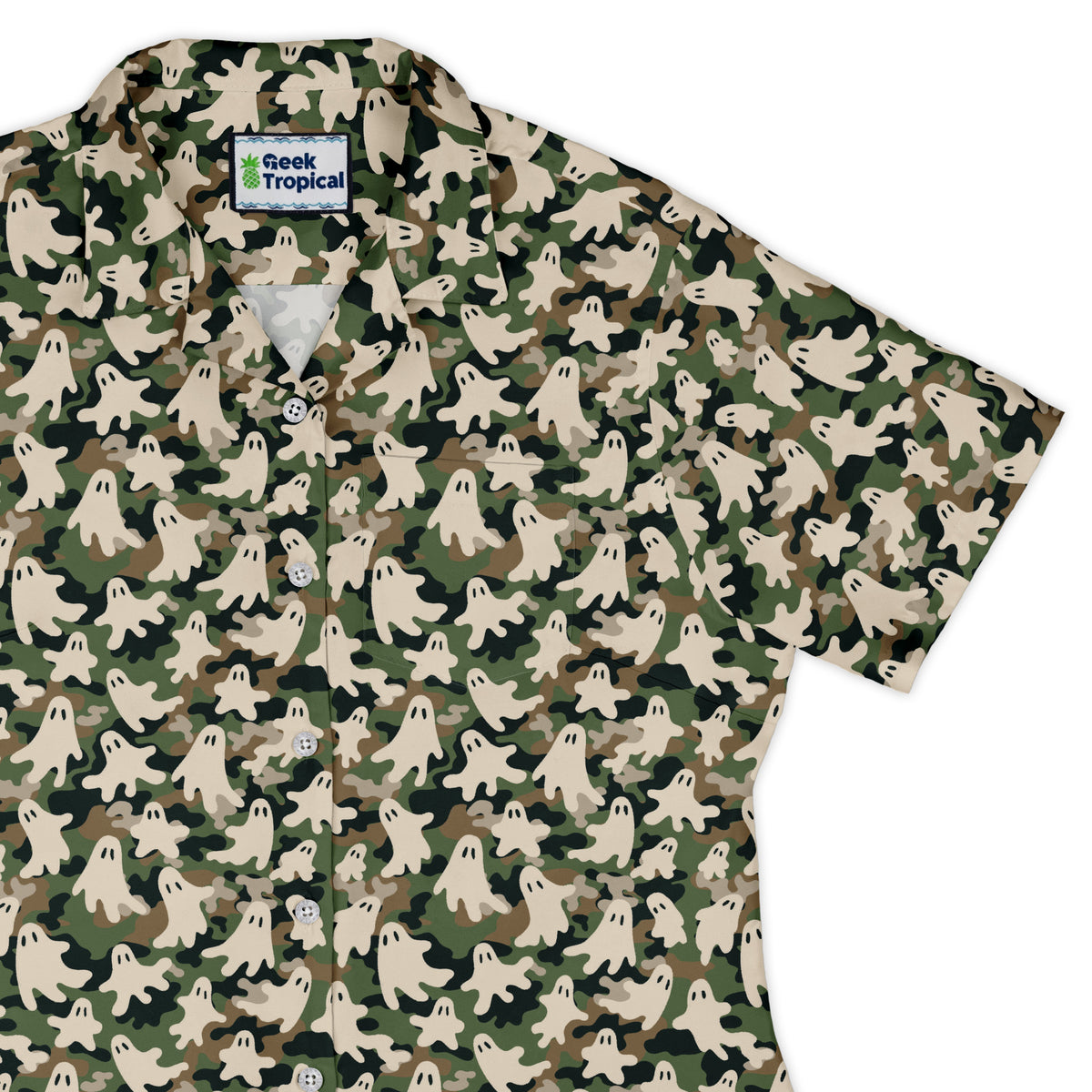 Ghost US Army You Cant See Me Curvy Button Up Shirt womens top right