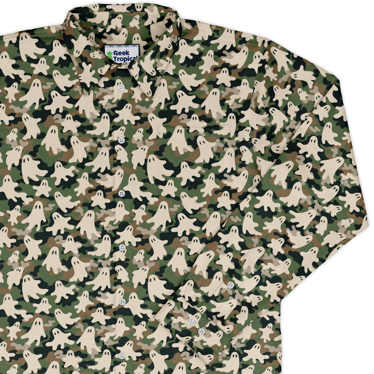 Ghost US Army You Cant See Me Long Sleeve Button Up Shirt cover