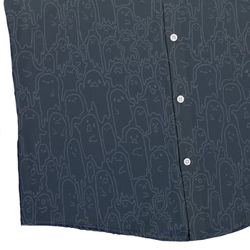 Ghost Wall Charcoal Blue Button Up Shirt Geek Nerd 0925 adult sizing All Adult Button Up Shirts