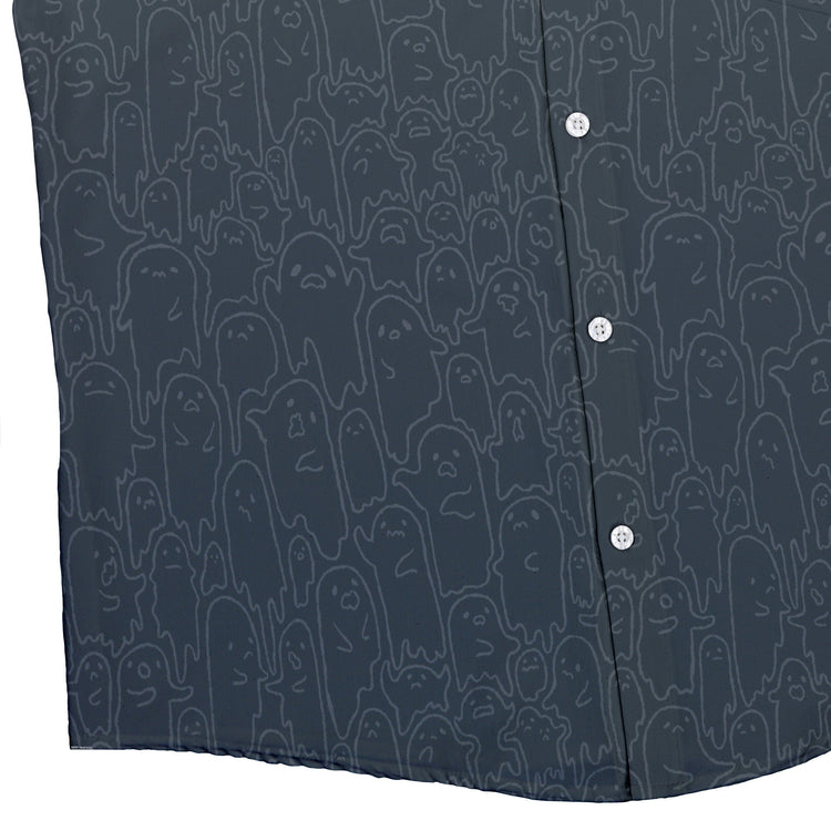 Ghost Wall Charcoal Blue Button Up Shirt Geek Nerd 0925 adult sizing All Adult Button Up Shirts