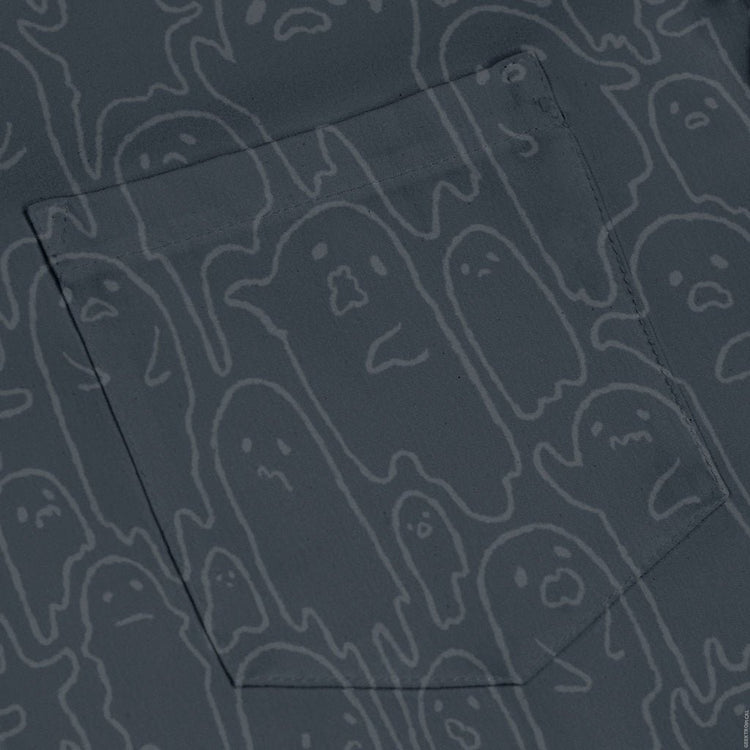 Ghost Wall Charcoal Blue Long Sleeve Button Up Shirt Geek Nerd 0925 adult sizing All Adult Button Up Shirts