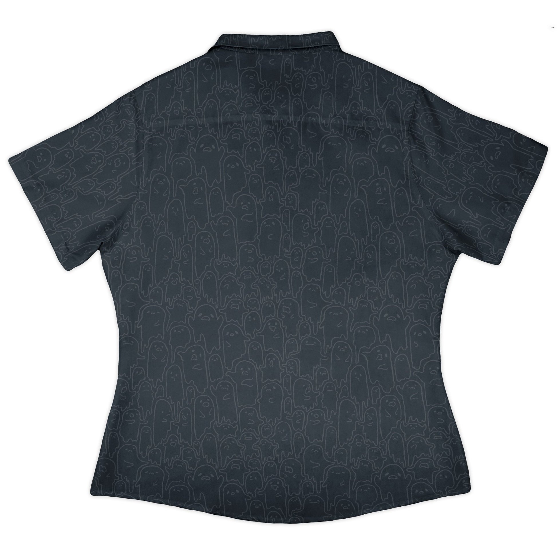 Ghost Wall Charcoal Blue Curvy Button Up Shirt Geek Nerd 0925 All Adult Button Up Shirts Design by Ardi Tong