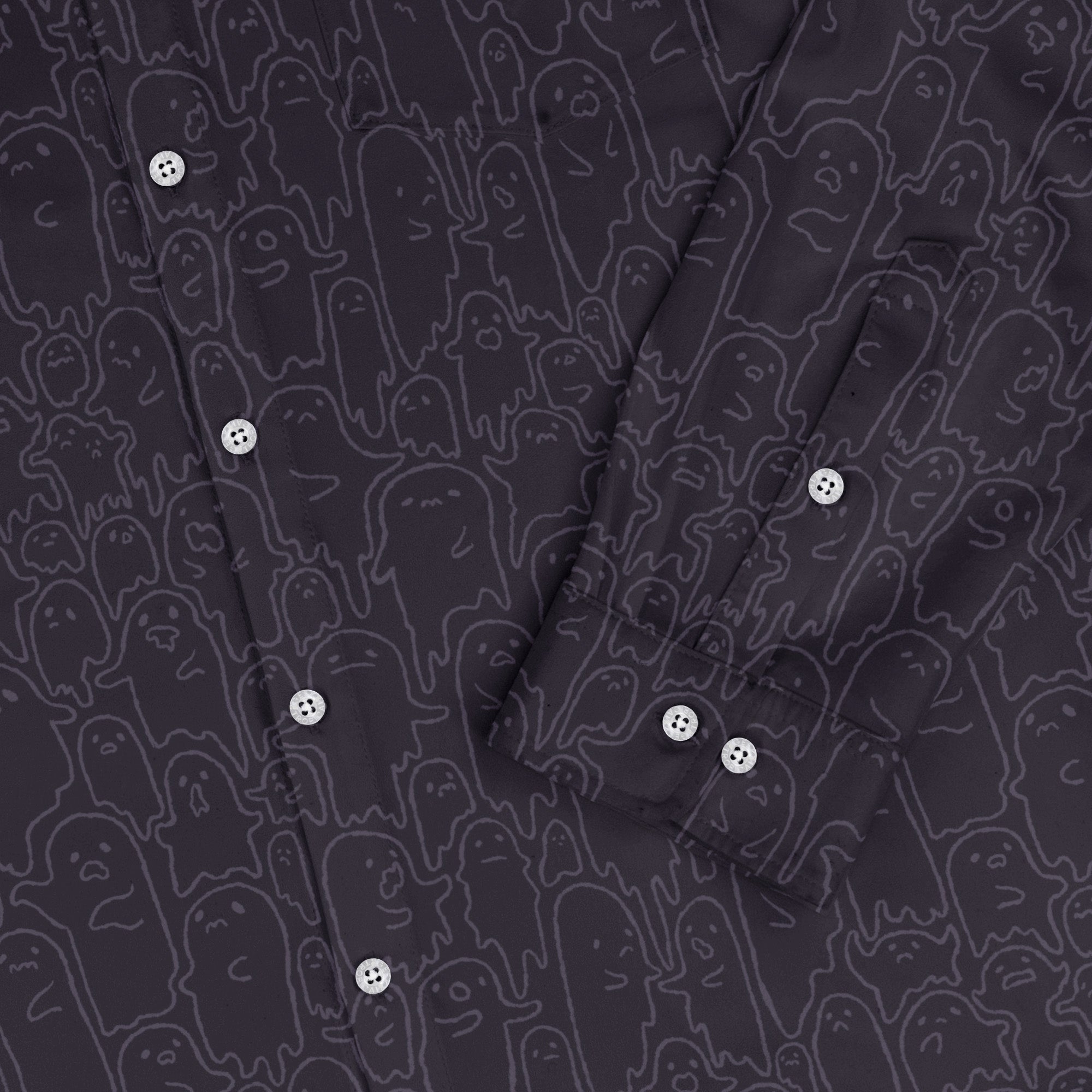 Ghost Wall Purple Long Sleeve Button Up Shirt Geek Nerd 0925 adult sizing All Adult Button Up Shirts