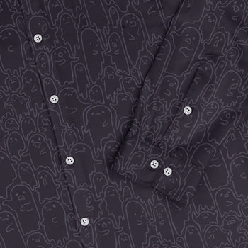 Ghost Wall Purple Long Sleeve Button Up Shirt Geek Nerd 0925 adult sizing All Adult Button Up Shirts