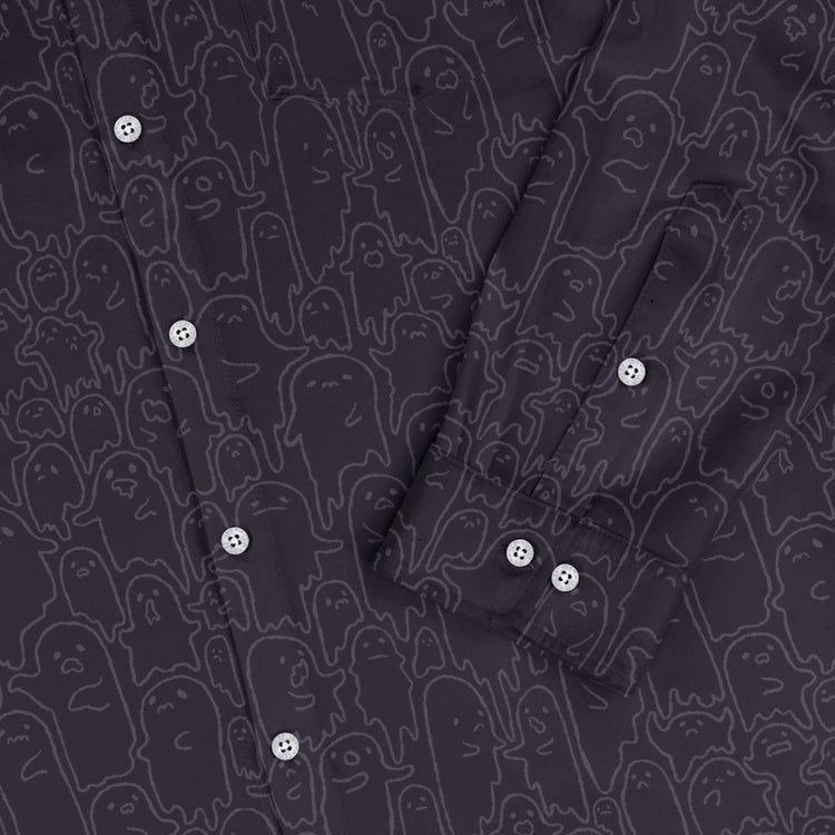Ghost Wall Purple Long Sleeve Button Up Shirt Geek Nerd 0925 adult sizing All Adult Button Up Shirts