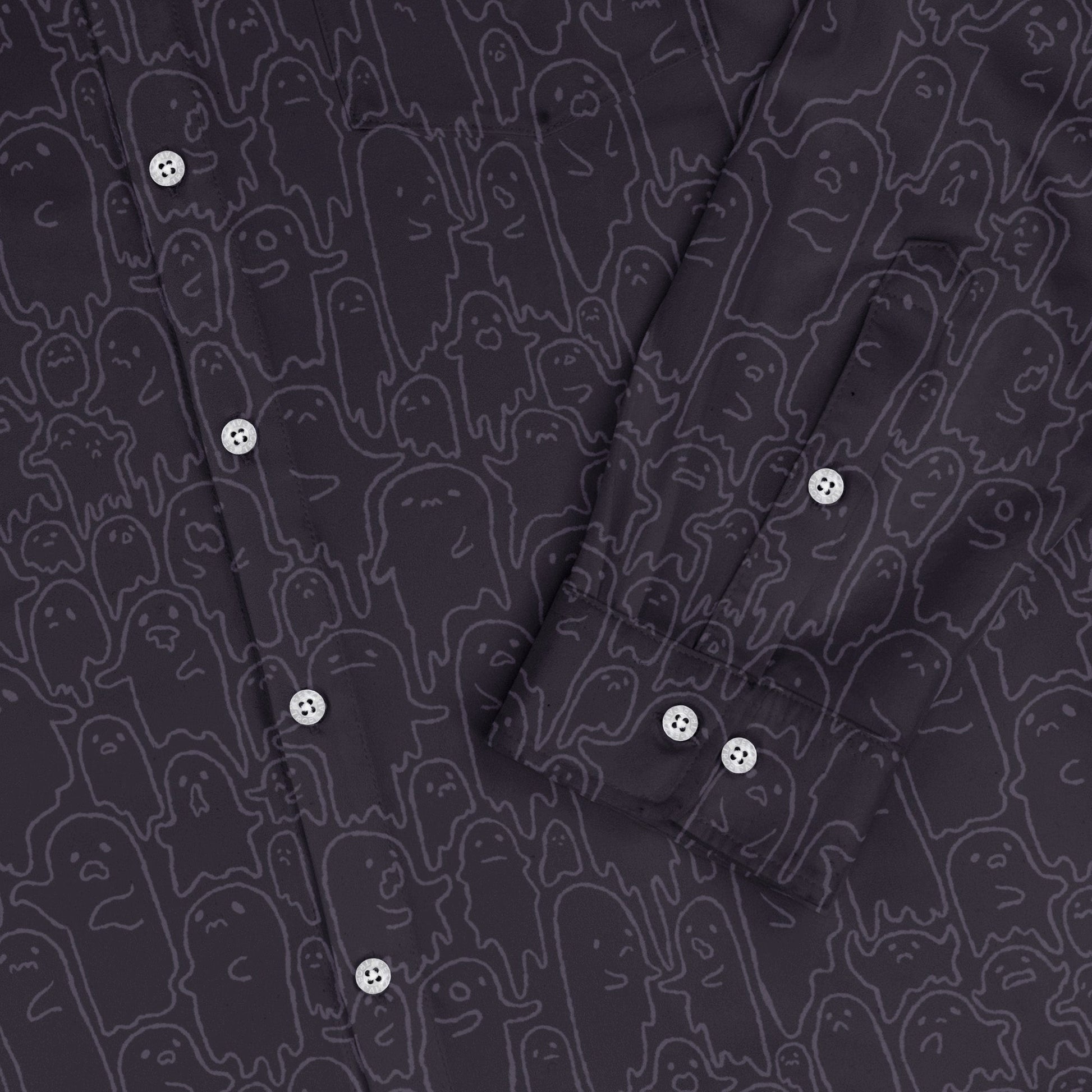 Ghost Wall Purple Long Sleeve Button Up Shirt Geek Nerd 0925 adult sizing All Adult Button Up Shirts