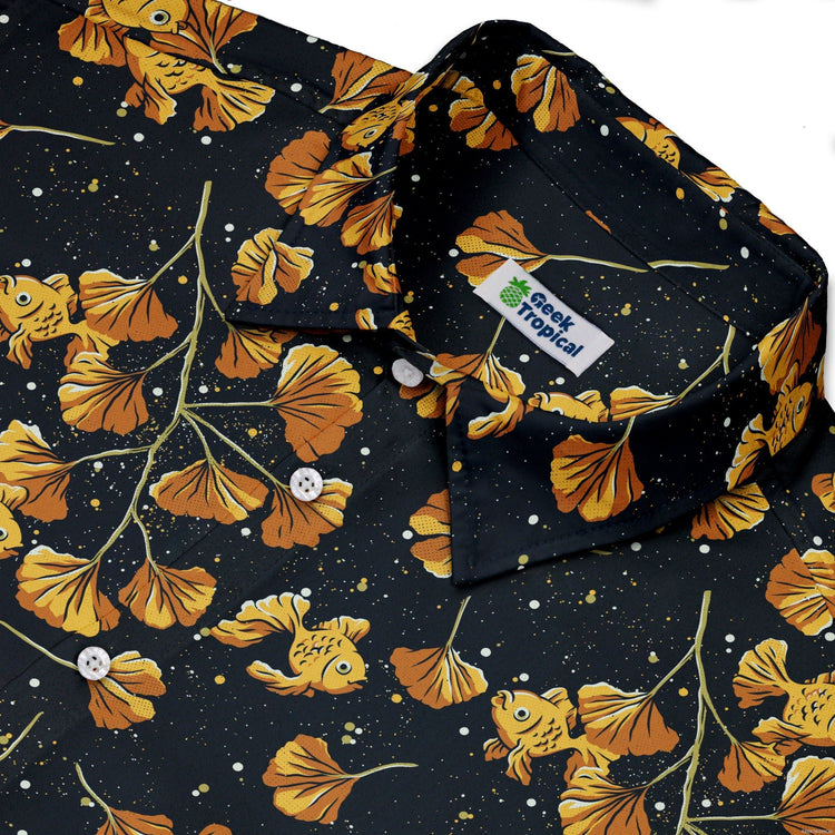 Ginkgo Golden Fish Button Up Shirt Geek Nerd 0925 adult sizing All Adult Button Up Shirts