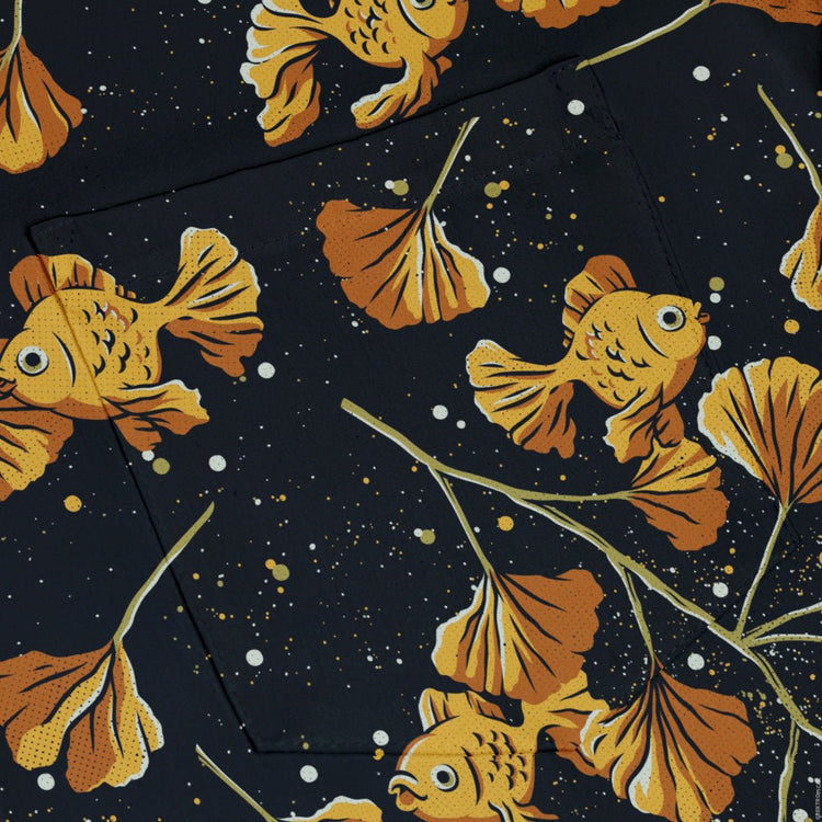 Ginkgo Golden Fish Button Up Shirt Geek Nerd 0925 adult sizing All Adult Button Up Shirts