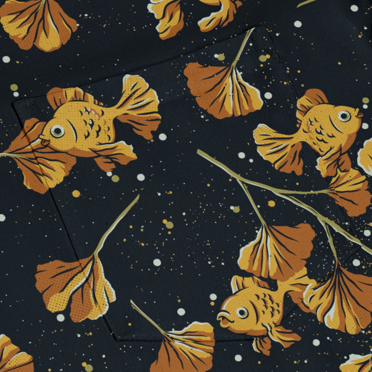 Ginkgo Golden Fish Long Sleeve Button Up Shirt Geek Nerd 0925 adult sizing All Adult Button Up Shirts