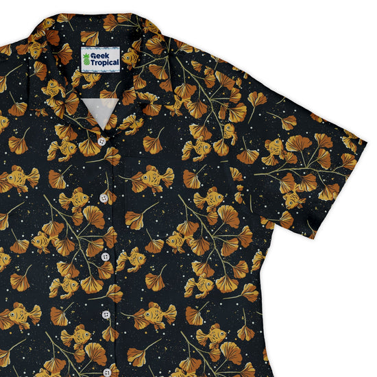 Ginkgo Golden Fish Curvy Button Up Shirt Geek Nerd 0925 All Adult Button Up Shirts Animal Patterns