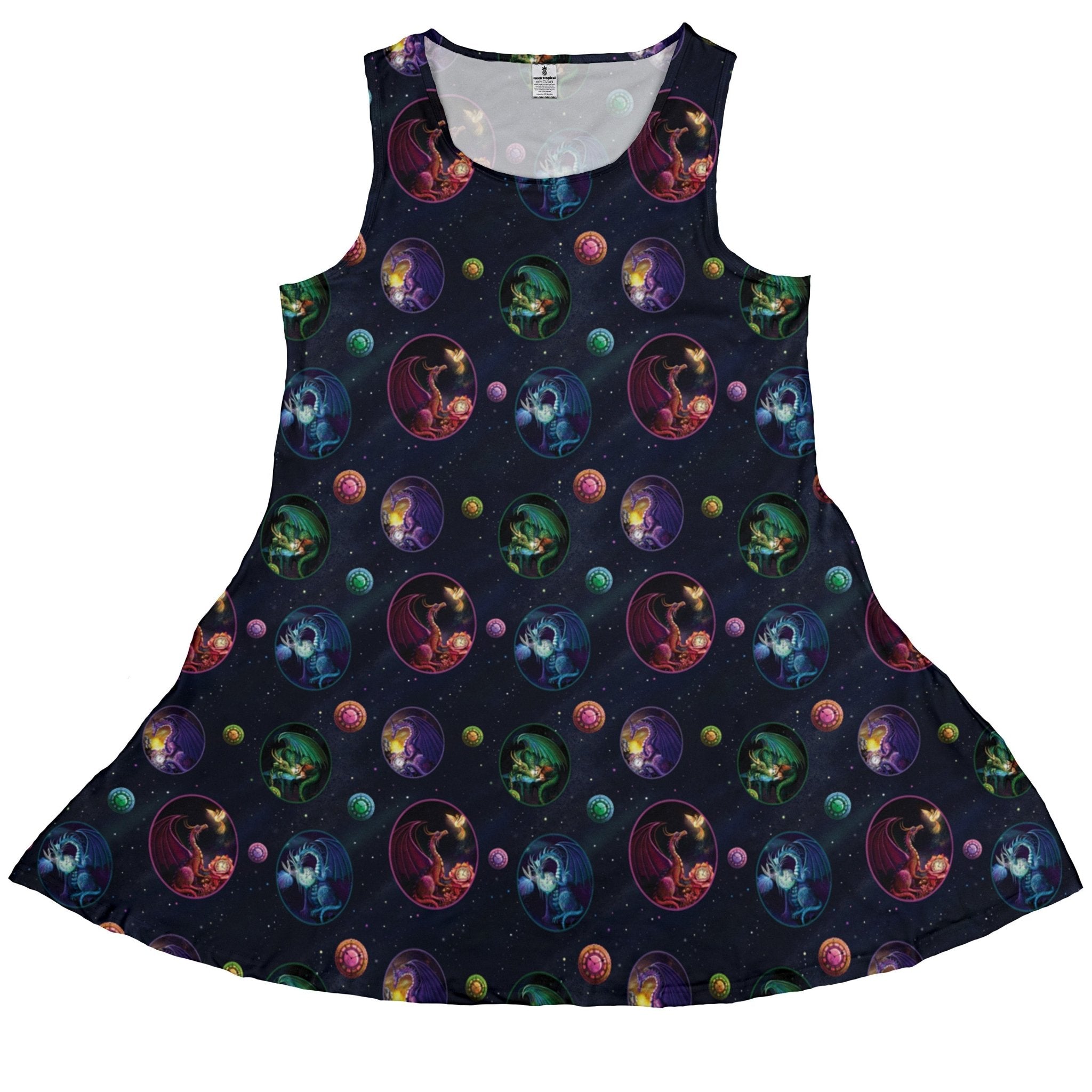 Glimpses In Dragon Time Dress Geek Nerd Animal Patterns Designed by Rose Khan Fantasy Prints