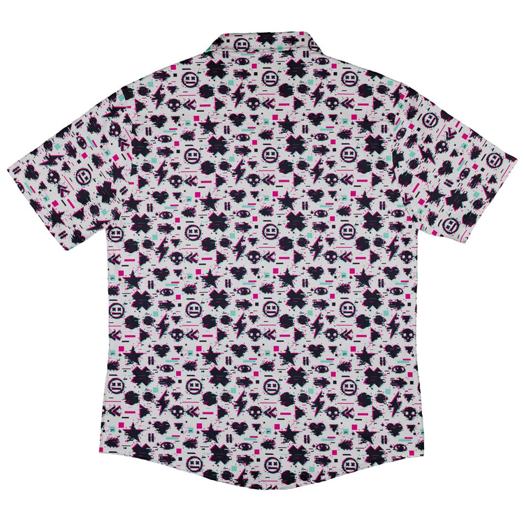 Glitchy Game Effects Video Game Button Up Shirt - adult sizing - video game arcade print -
