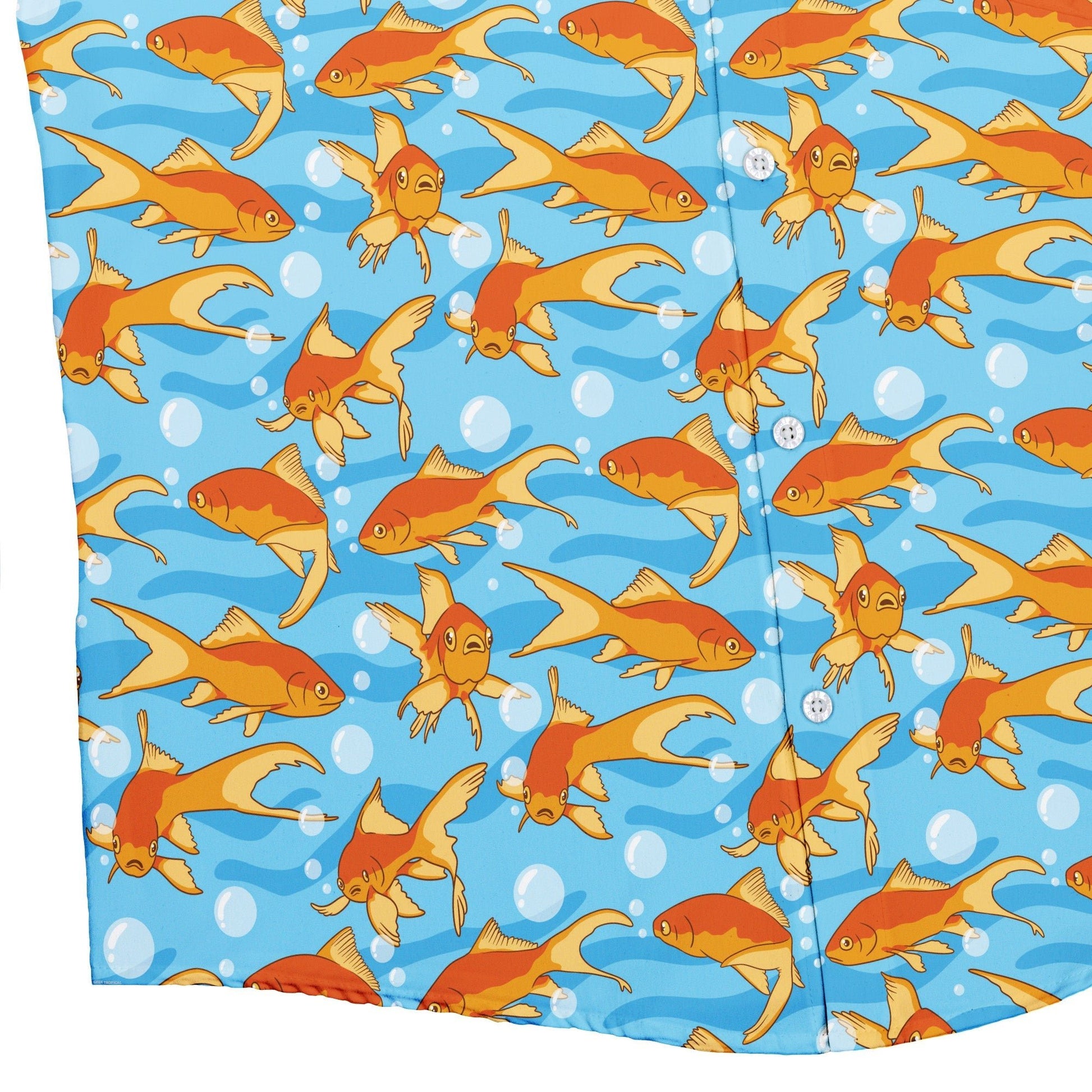 Goldfish Button Up Shirt Geek Nerd adult sizing Design by Julie Kitzes marine biology