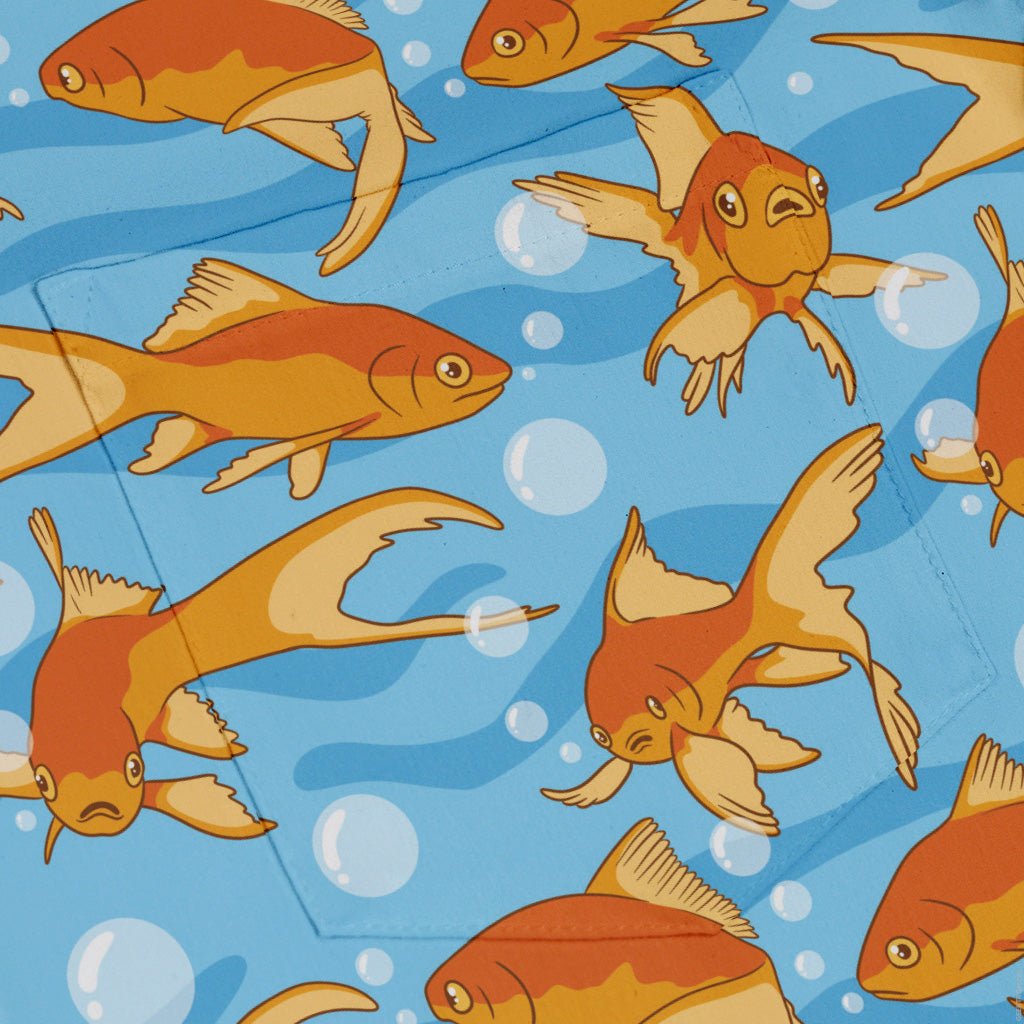 Goldfish Button Up Shirt Geek Nerd adult sizing Design by Julie Kitzes marine biology