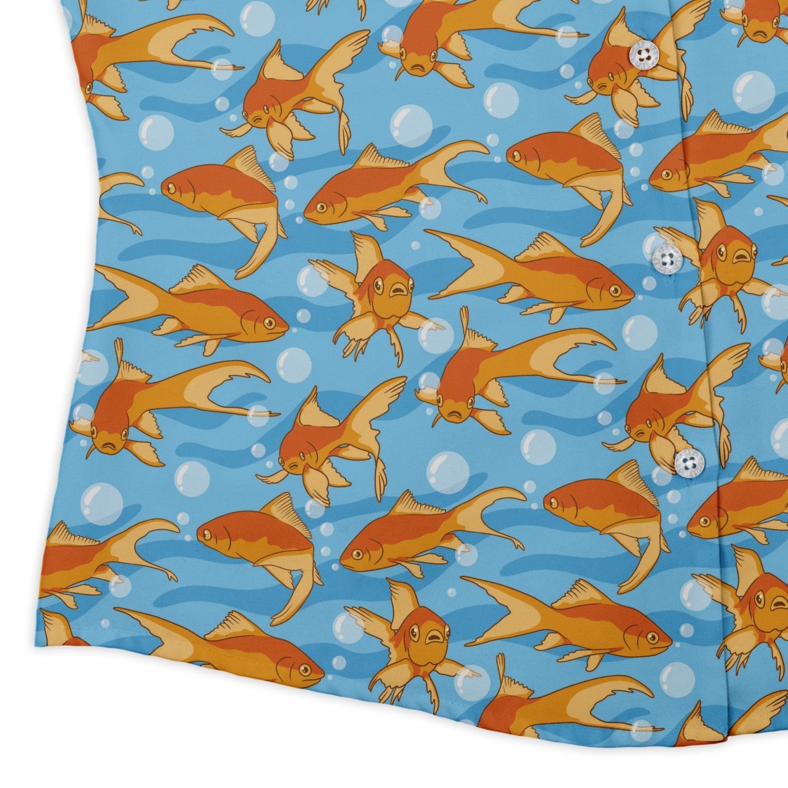 Goldfish Curvy Button Up Shirt Geek Nerd Design by Julie Kitzes marine biology q225