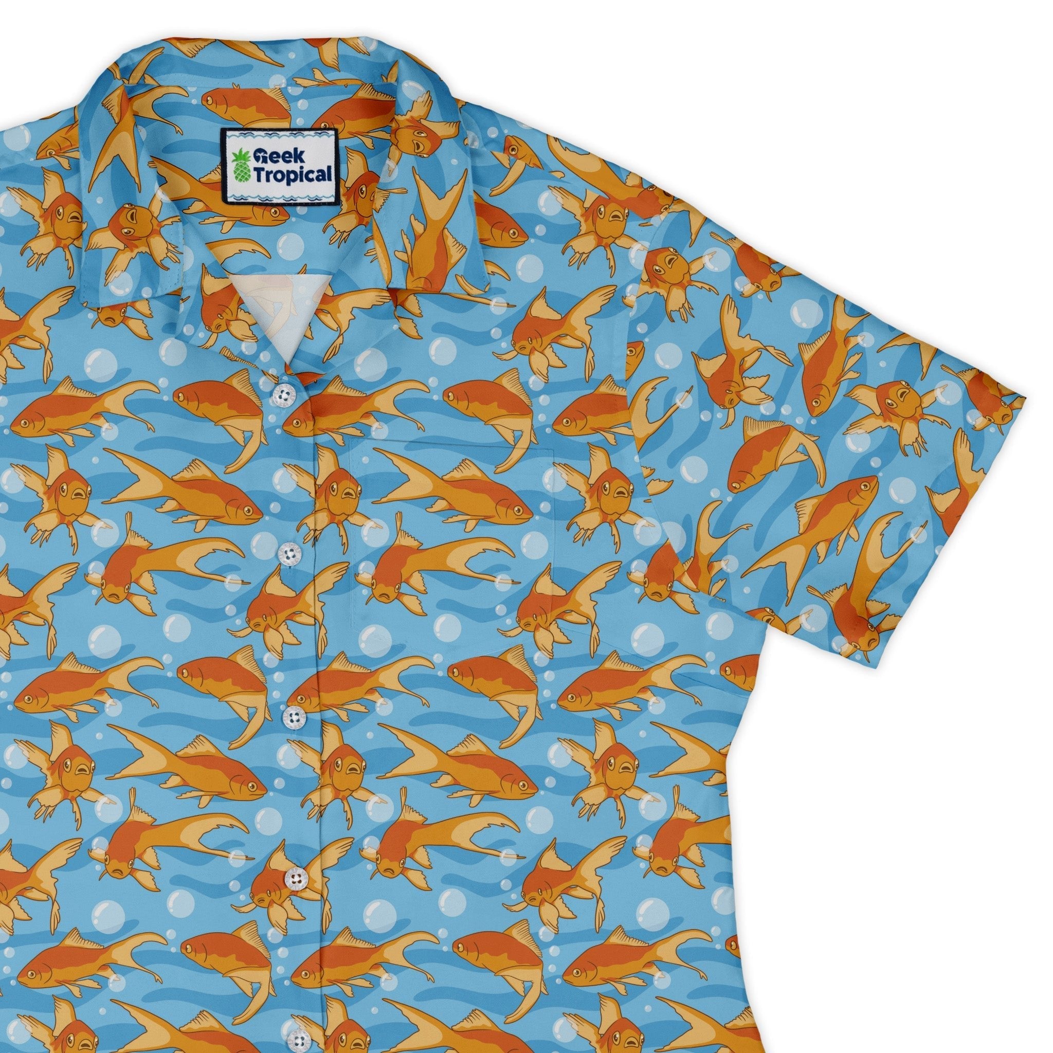 Goldfish Curvy Button Up Shirt Geek Nerd Design by Julie Kitzes marine biology q225