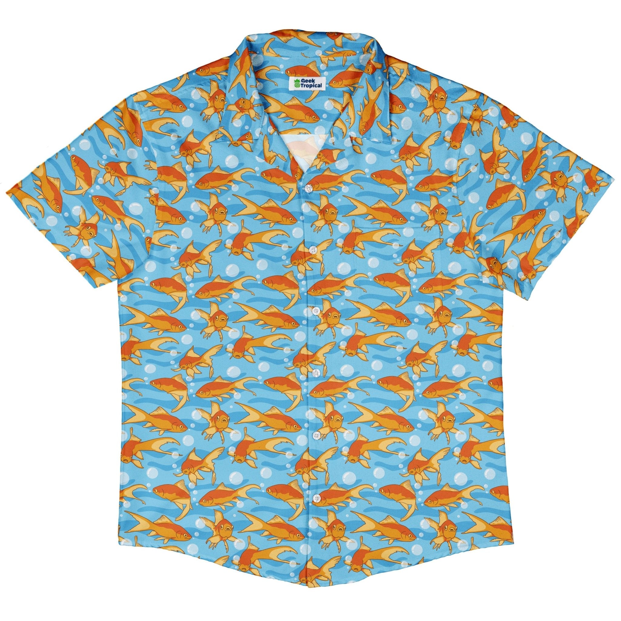 Goldfish Button Up Shirt Geek Nerd adult sizing Design by Julie Kitzes marine biology