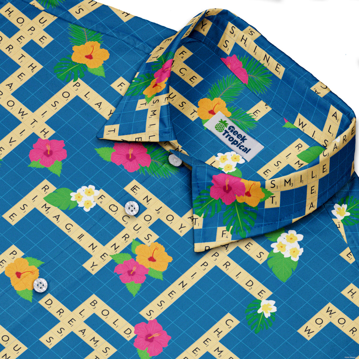 Good Vibes Game Button Up Shirt Neck
