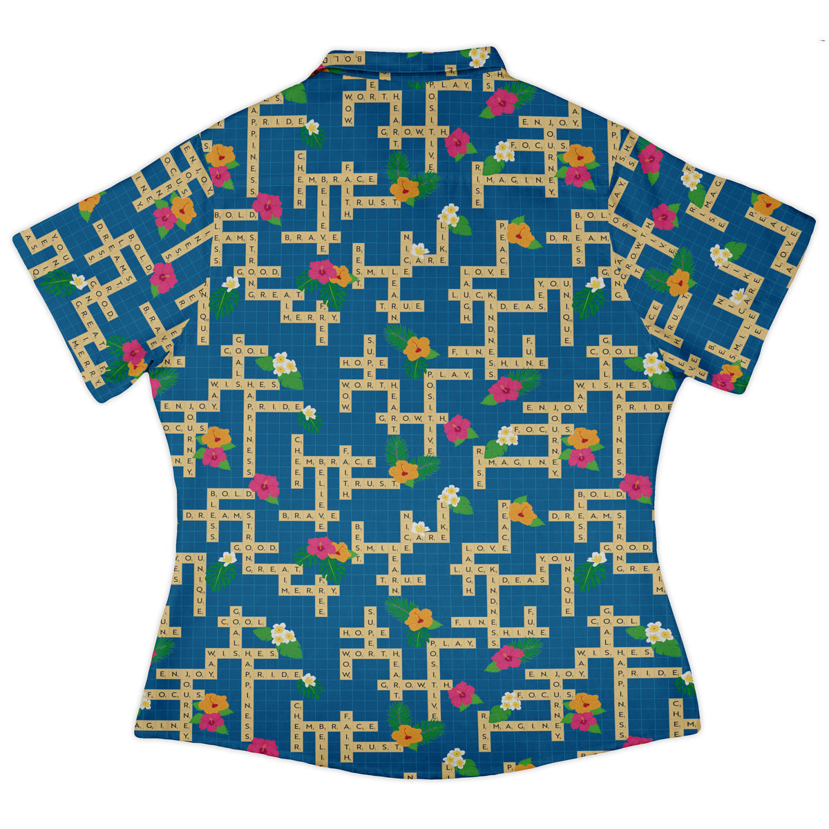 Good Vibes Game Curvy Button Up Shirt Old Curvy Button Up Shirt womens back